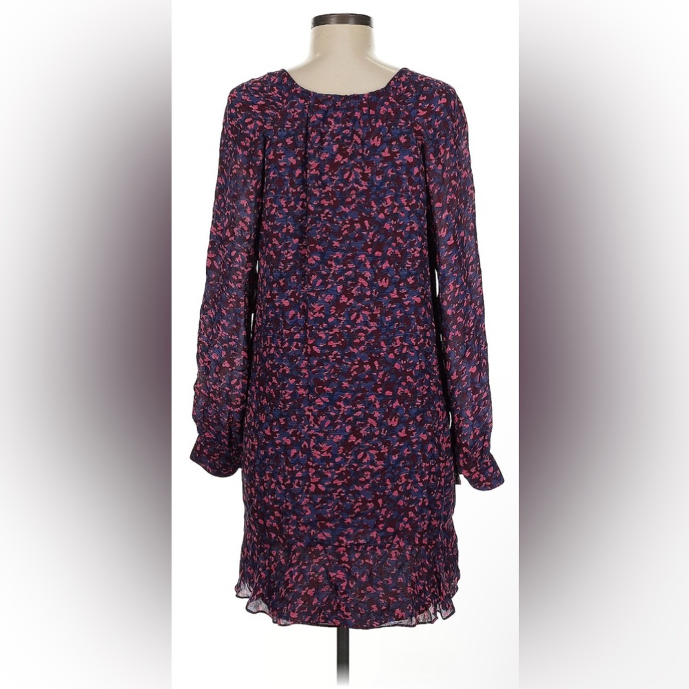 Parker Floral Long Sleeve Dress Silk Blend Pink Blue Wine XS Small Medium Large - Picture 2 of 6